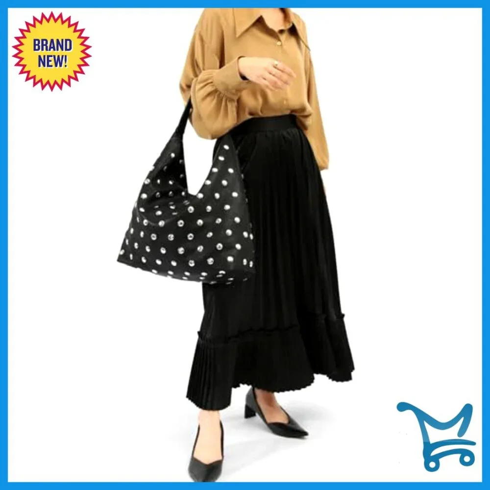 Studded Vegan Leather Hobo Shoulder Bag Tote Purse Large Capacity - Picture 2 of 7